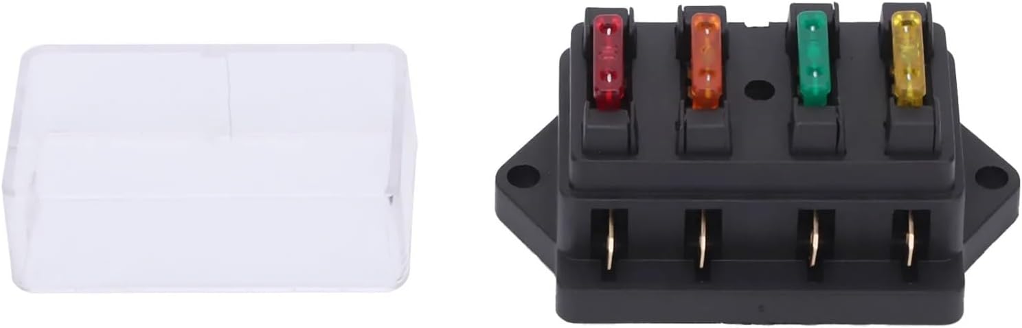 Car 4 Way Blade Fuse Holder Box Waterproof with 4pcs Fuse for Wiring Related to Series fuses 12V-24V Auto Car Boat