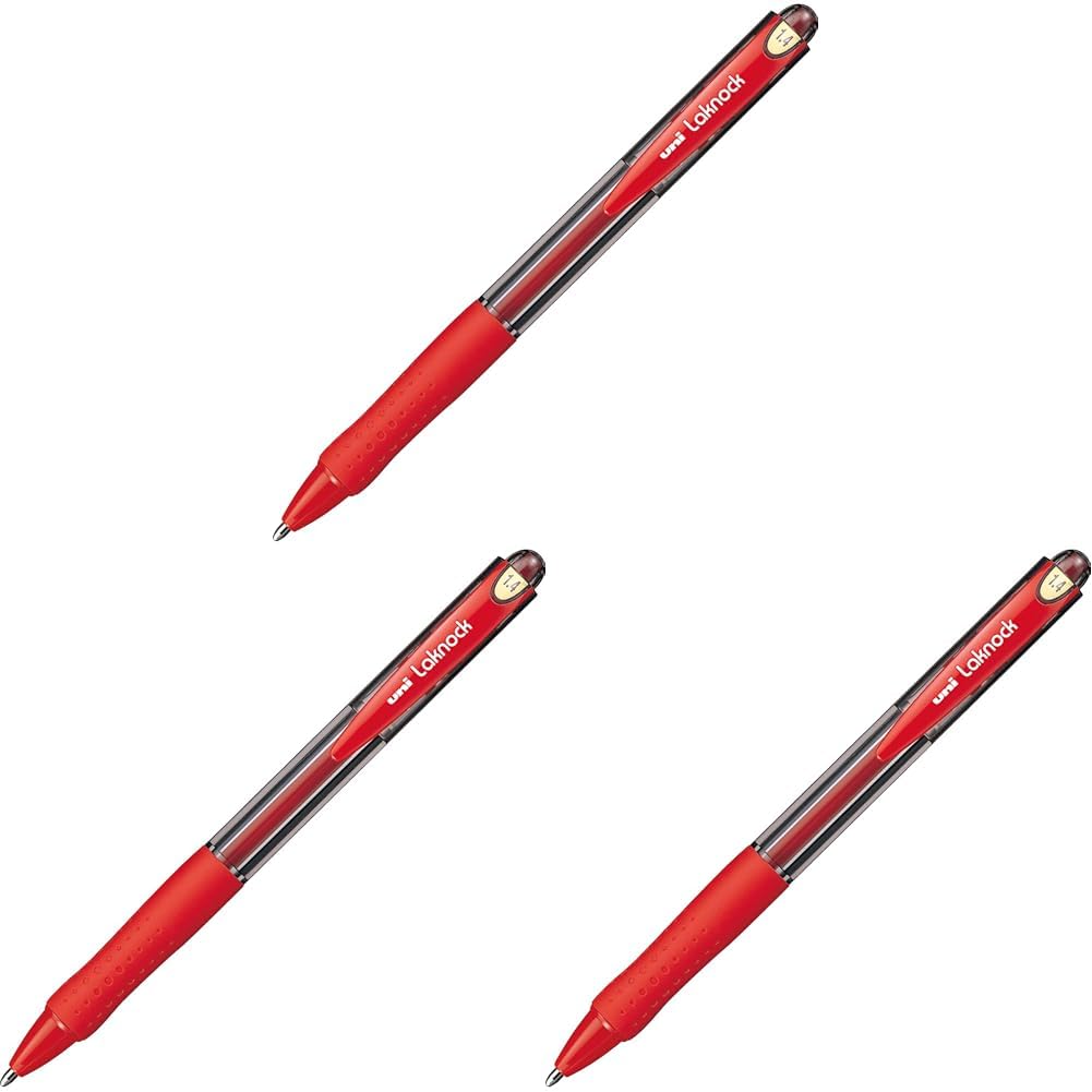 uni-ball Mitsubishi Laknock 1.4 mm Tip Ball Point Pen, Red