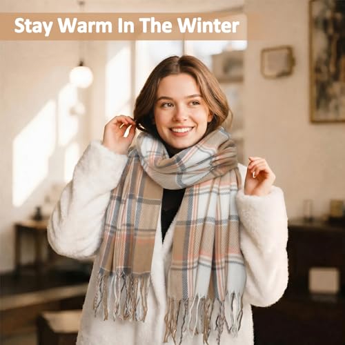 Image of Loritta Winter Scarf for Women, Long Plaid Shawl Wraps Scarves Gifts