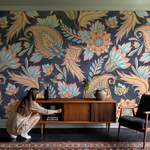 Vinilos florales para un salón acogedor: murales decorativos de 152x104 cm ideales 4