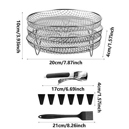 Luftfritteusen-Dehydrator-Gestell, Luftfritteusen-Korb, stapelbares Luftfritteusen-Gestell mit drei abnehmbaren Gestellen, spülmaschinenfeste Fritteusen-Grills mit Spieß, Luftfritteusen-Zubehör-Set fü – Bild 7