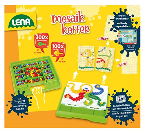 Jeu de mosaïque LENA 35615 : finis les pions perdus grâce à sa mallette de rangement - 2