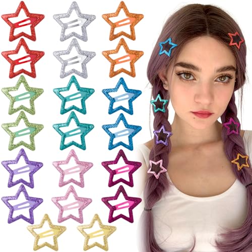 Joez Wonderful 20pcs Star Snap Hair Clips, 1.18x1.18in, 10 Colors