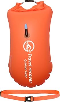 Inflatable Swim Float - Bright Safety Buoy for Adults | Adjustable Strap Open Water Bubble for Racing, Training, Paddle Boarding, Kayaking, Canoeing, Pool Exercise, Lightweight Portable Gear