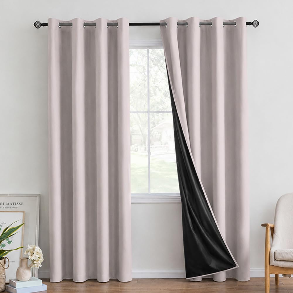 Tende Oscuranti, Tende Per Porte E Finestre, Moderne Tende Termoisolanti Che Riducono La Luce, Per Soggiorno, Camera Da Letto Elegante Complemento D'arredo,2 Pannelli-Pink||W52*L95/132 * 241cm