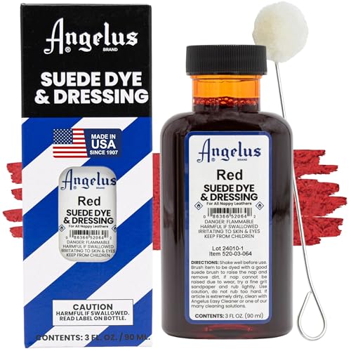 Angelus Suede Dye - Red - 3 oz Premium Liquid Dye for Suede, Nubuck, and Nappy Leather