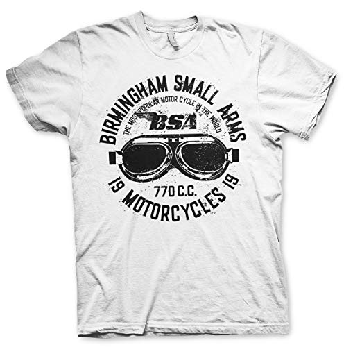 T-shirt BSA Goggles vêtement décontracté blanc pour rassemblement motard rétro