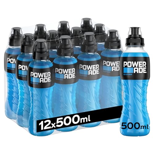 Powerade Ice Storm, Bebida Isotonica, Sin Gluten y Refrescante - Pack de 12 Botellas de 500ml