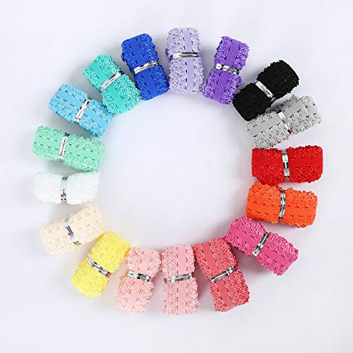 Pamir Tong PICOT001 Picot Elastic Ribbon 16 Yards 3/4 Inch Colorful Stretch Lace Trim thumb #4