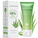 Aloderma 99% Organic Aloe Vera Gel, Made within 12 Hours of Harvest (1.5 oz), No Sticky Residue - No