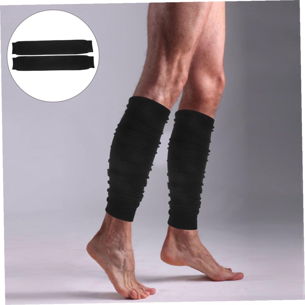 FUOYLOO 2pcs Men’s Football Leg Sleeves Black S Youth Calf Compression Sleeves Support Running Sports Accessories