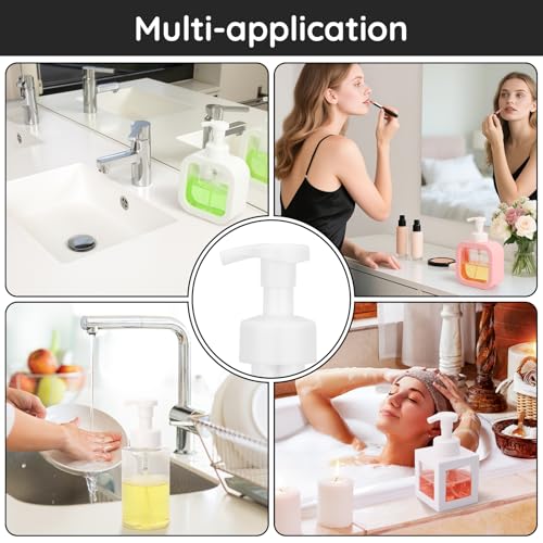Image of Segbeauty 3pcs White Foaming Hand Soap Pump Replacement, Countertop Foam Soap Dispenser Pump Heads, Foaming Dispenser Pumps for Bathroom Shampoo Bottle, 42 Thread Size Face Wash Bottle Replace Caps