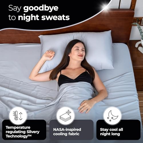 Silvery Silver Infused Bed Sheets Set - Award-Winning Self-Cooling Fabric with Self-Cleaning Silvery Technology™ That Stays Fresh 3X Longer for Hygienic Sleep (Gray, Full) - Image 4