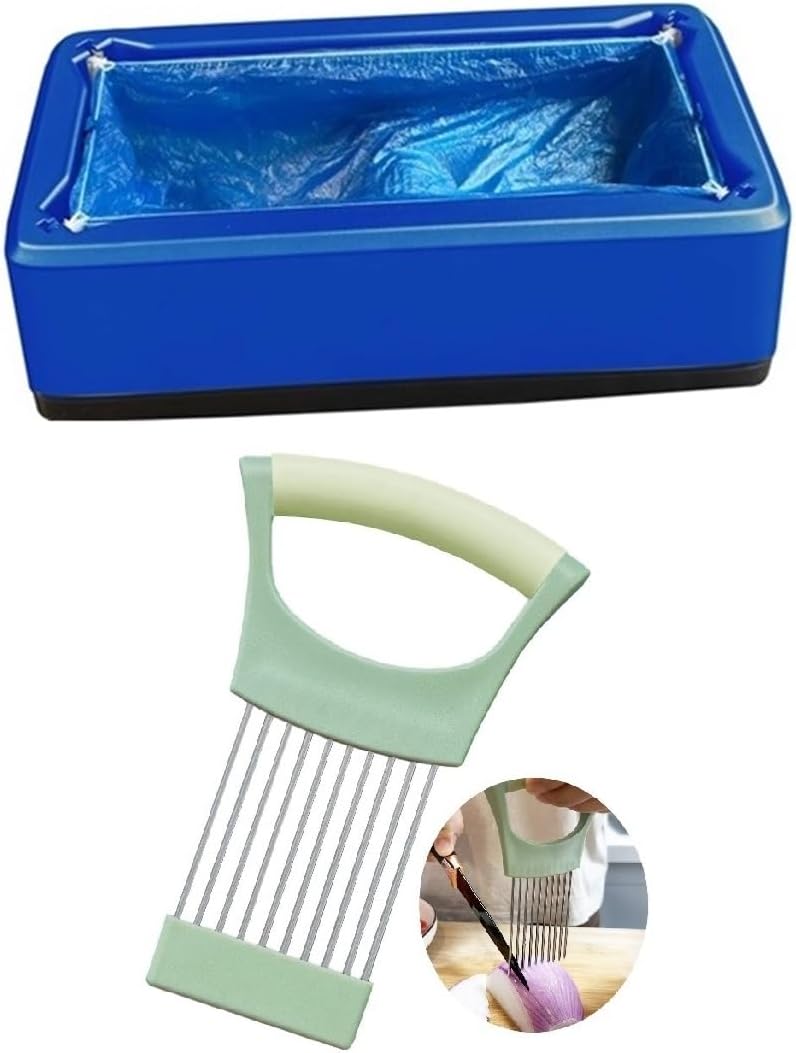 Onion Slicer Vegetable Chopper Onion Holder Slicing,Automatic Shoe Cover Dispenser Shoe Cover Machine for Indoors,Booties Portable Dispenser with 100pcs Plastic Shoe Covers