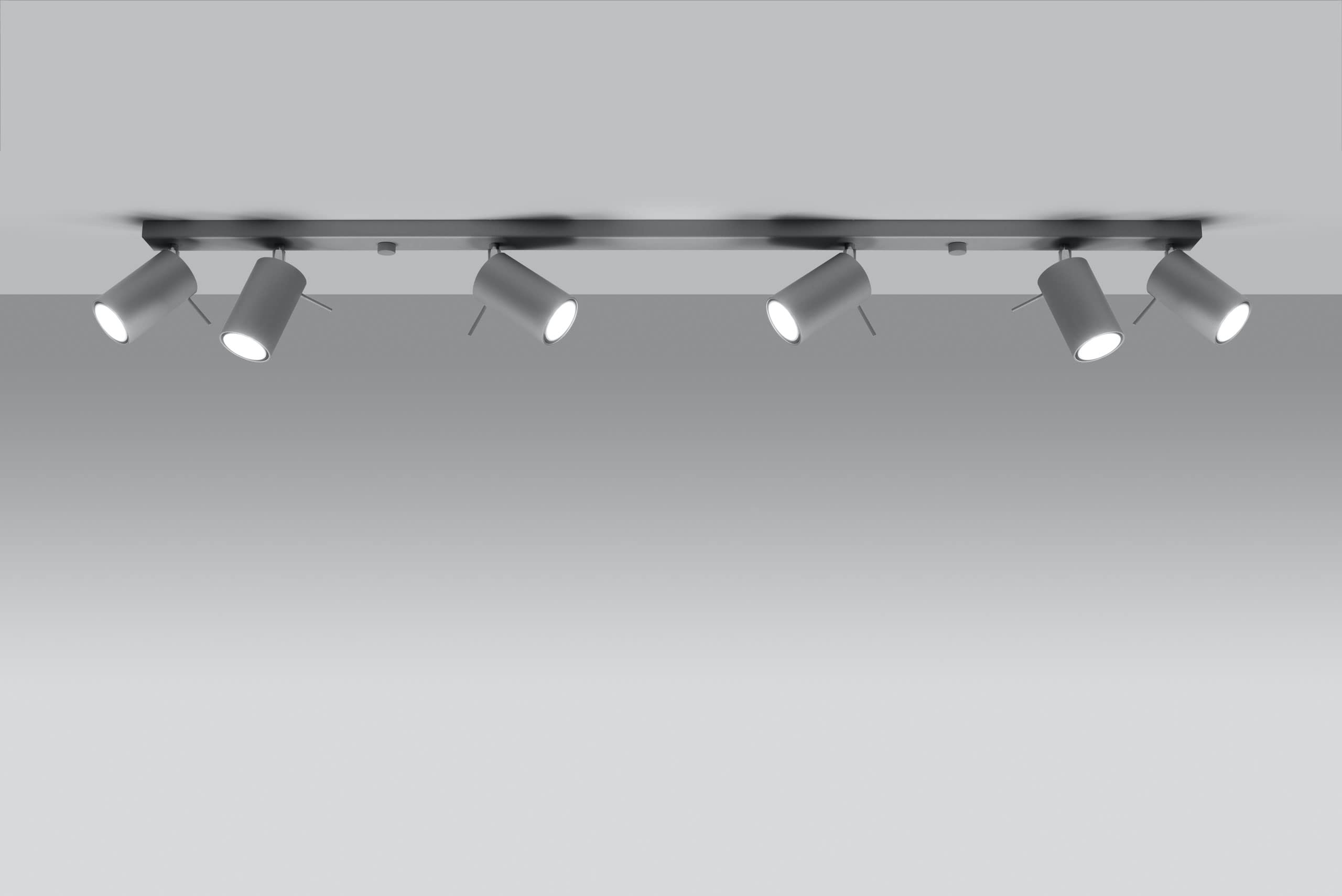 SOLLUX lighting Deckenlampe Deckenleuchte Deckenstrahler Stahl 6 Flammig Grau RING