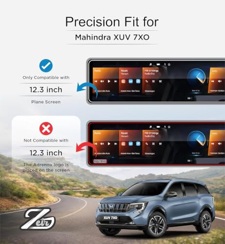 Image of ZEIR MATTE [3 PACK] Screen Protector Compatible with MAHINDRA XUV 7XO - 12.3 Inch Triple Screen Display Guard (NO Adrenox+ Badge Cutout) + TPU STERRING & STORAGE PANEL Accessories [Not Tempered Glass]