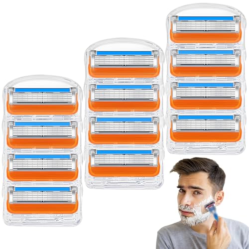 SolWonder 12 Piezas Cuchillas para Fusion 5 Recambios Kit, Hojas de Afeitar, Cuchillas de Afeitar para Recambio, Cuchillas de Afeitar de Seguridad Profesionales para el Cuidado de la Barba Masculina