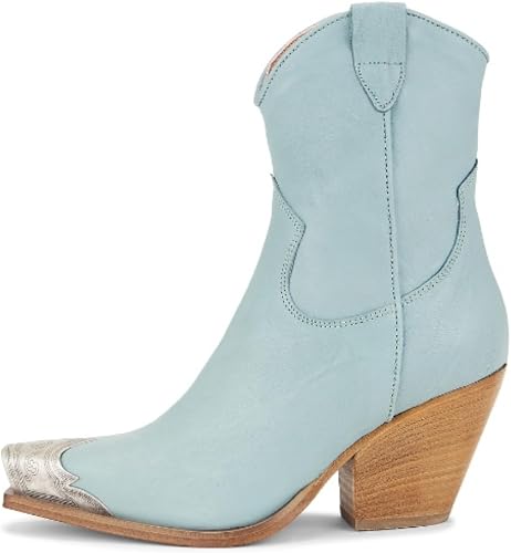 keleimusi Women's Western Cowgirl Ankle Boots Stacked Block Heel Cowboy Booties 