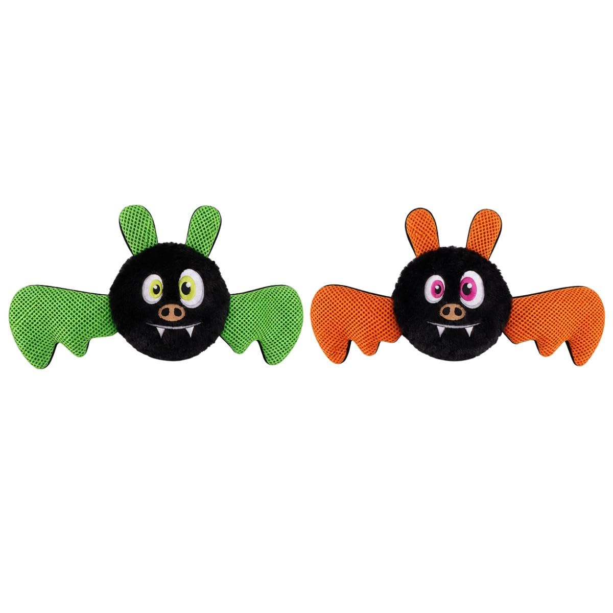 YöL Squeaky Bat Plush Dog Toy Green Orange Halloween Tug Of War Fetch 35cm