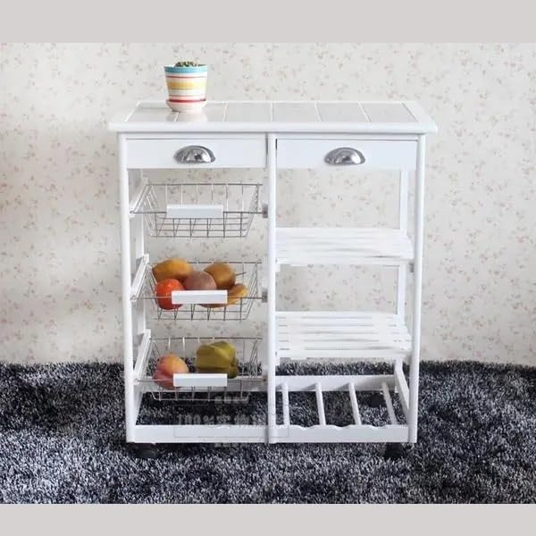 Carrito de cocina con ruedas cajones y estante de almacenamiento 6