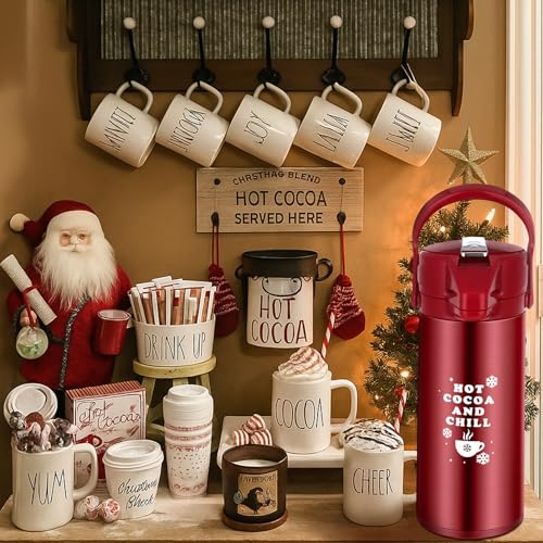 Vesici 84.55 oz Hot Chocolate Drink Dispenser with Pump Red Cocoa Drink Dispenser for Keeping Christmas Hot Cocoa Bar Supplies for Chocolate Party Favors Supplies