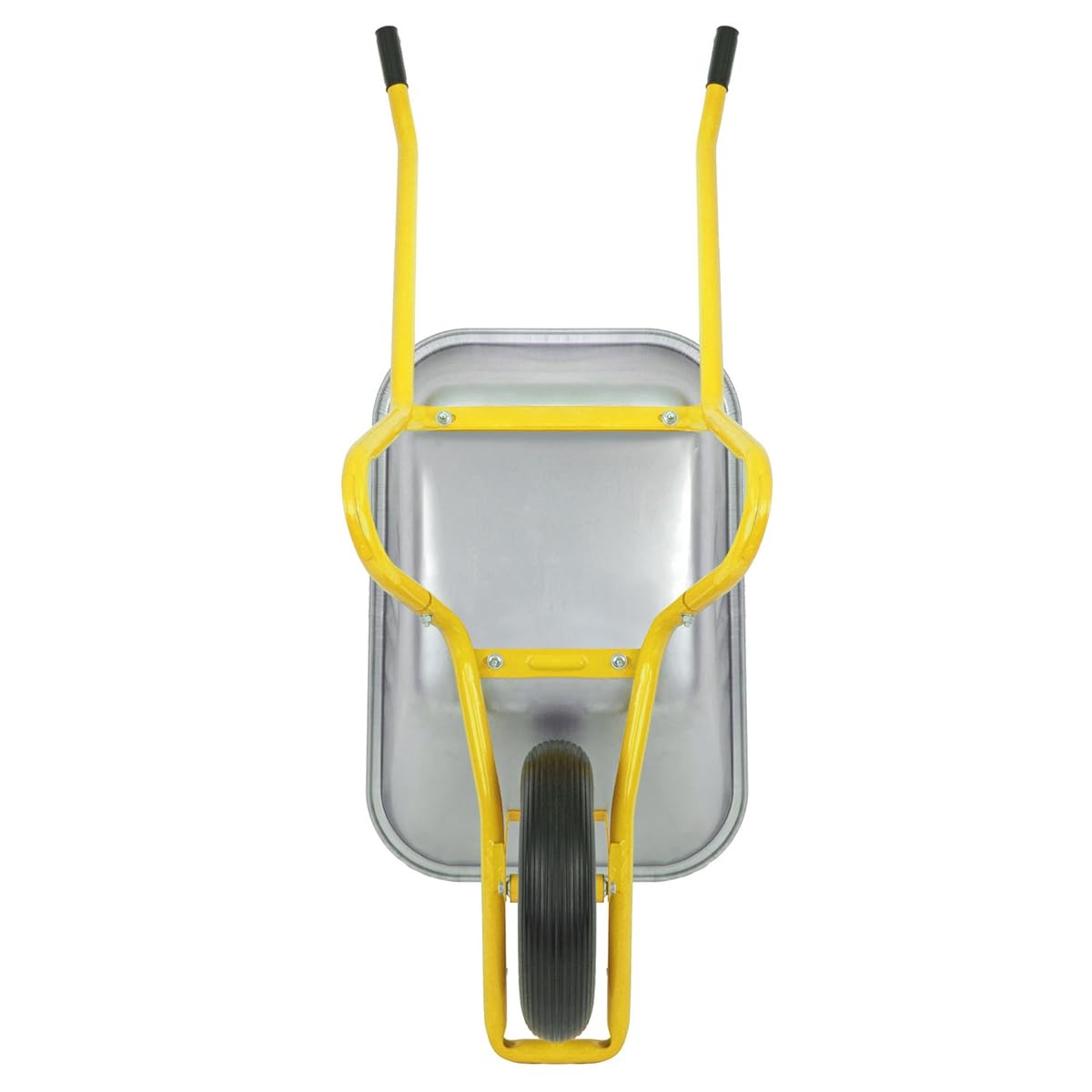 Matrix Schubkarre 100l Liter 250 kg pannensichers PU-Rad Schubkarren groß Garten Scheibtruhe Bauschubkarre | Mulde verzinkt | Metall Felge mit Kugellager | Farbe gelb