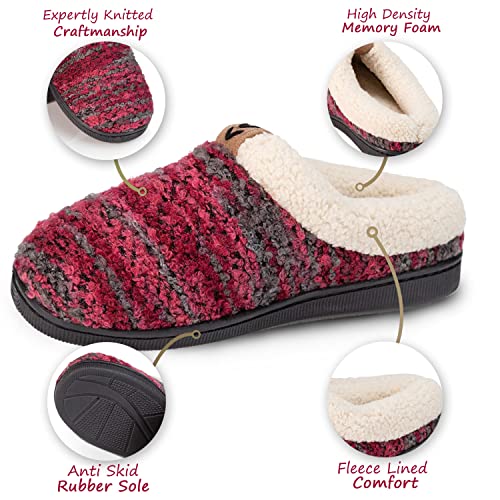 Pupeez Girls Knitted Fleece Lined Clog Slippers Wine 13/1 #TOP3