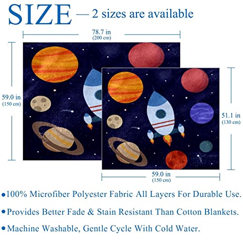 Couverture polaire espace et planètes 150x130 cm pour lit et canapé - 4