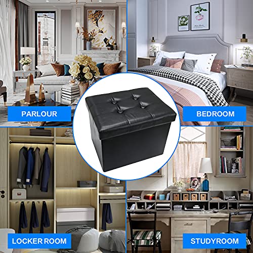 Bsketa Storage Ottoman, Folding Foot Stool With Thicker Foam Padded Seat Small Leather Storage Ottoman Bench Foot Rest For Living Room Foldable Coffee Table 17X13X13In #TOP6