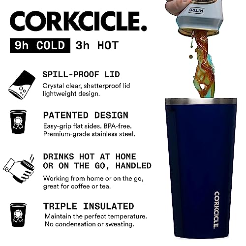 Corkcicle Tumbler - Triple Insulated Stainless Steel Travel Mug with Shatterproof Lid - Spill Proof, Reusable, BPA-Free, Dishwasher Safe - Gloss Midnight Navy, 475ml/16oz - Image 4