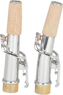 Totority 2pcs Soprano Saxophone Neck Straight Curved Sax Accessory for Improved Tone and Practice