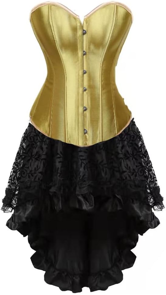 Hengzhifeng Women Steampunk Classic Tight Lace Corset with Skirt Halloween Party Costume