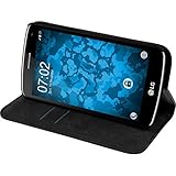 PhoneNatic Kunst-Lederhülle kompatibel mit LG K5 - Book-Hülle schwarz + 2 Schutzfolien