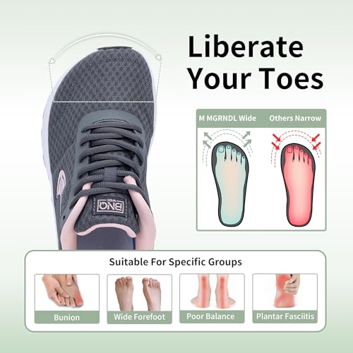 Womens Wide Toe Box Walking Shoes with Arch Support Tennis Orthotic Sneakers Wide Width Shoes for Plantar Fasciitis Pain Relief US 6-112