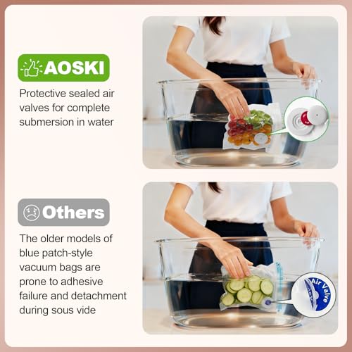 image for AOSKI Reusable Vacuum Sealer Bags for Food: 20Pcs BPA-Free Vacuum Seal