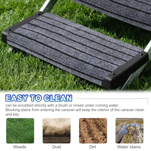 QGGTQG Wohnmobil Trittstufen Fußmatte, Schnallenverschluss Verstellbare Teppich Trittstufe Wohnmobil, rutschfeste Wohnmobil Stufenmatten, Camping Trittstufen Matte, Grau