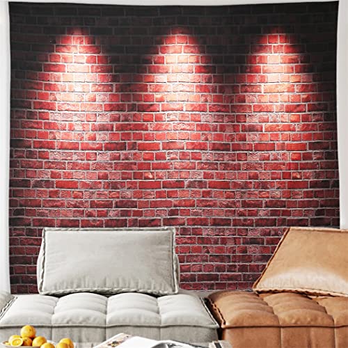 Moslovstar Red Brick Wall Tapestry Vintage Style Tapestry Spotlights Bar Wall Tapestry Living Room Decoration, 51.2"X59.1" #TOP1