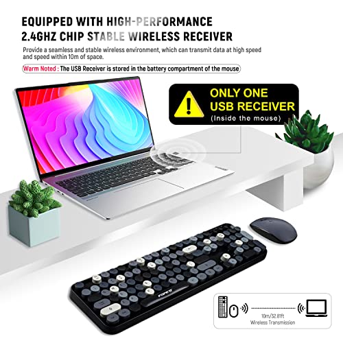 Image of FOPETT Keyboard and Mouse Sets Wireless Keyboard and Mouse Sets,Reliable 2.4 GHz Connectivity for PC,Laptop,Smart TV and More (Grey Colorful)
