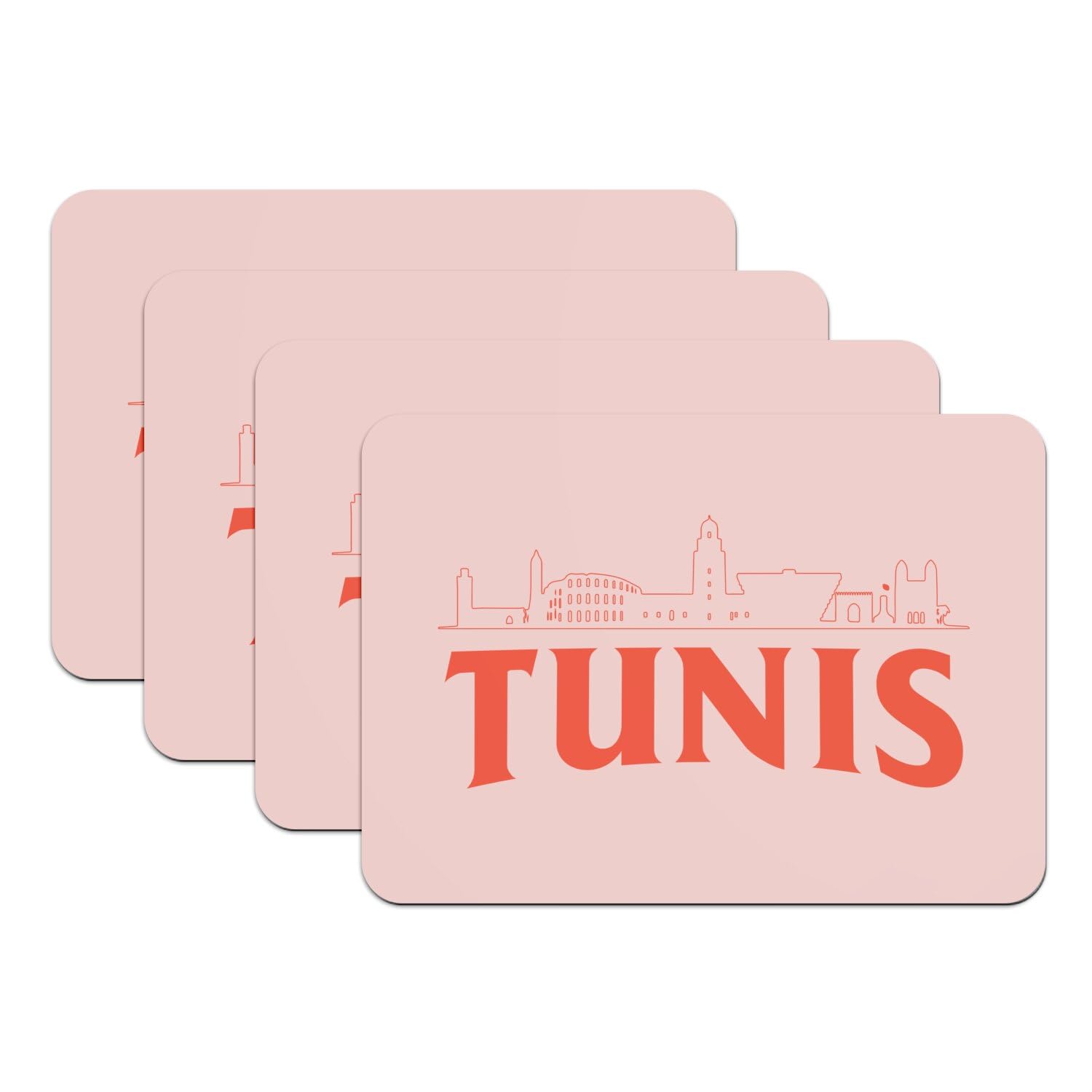Set de table rose pour brunch Tunis lot de 4 grand format ambiance voyage vintage en terrasse