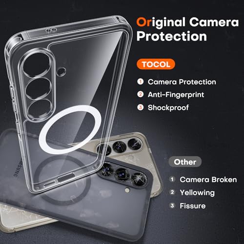 Image of TOCOL Magnetic for Samsung Galaxy S25 Case, Upgraded Full Camera Protection, Compatible with Magsafe, Drop Protection Slime Clear Cover for Samsung Galaxy S25 6.2-Inch (Clear)