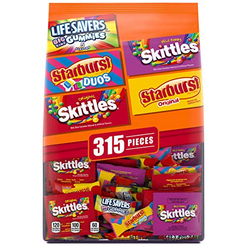 STARBURST, SKITTLES & LIFE SAVERS Gummies Halloween Candy Fun Size Variety Mix, 99.4 Ounce Bag, 315 Pieces