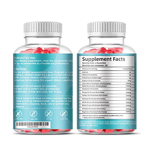 Karing Koala 10X Mushroom 2500Mg Complex W Mixed Berry Flavour-Mushroom Supplement Boosts Cognitive Performance, Immune Support, Energy. Great Alternative To Mushroom Powder & Capsules-60 Koalas #TOP3