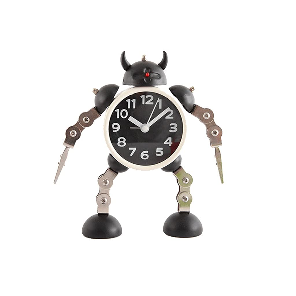Non-Ticking Alarm Clock Metal Wake-up Clock with Flashing Eye Lights and Hand Clip Kids Table Clock for Home