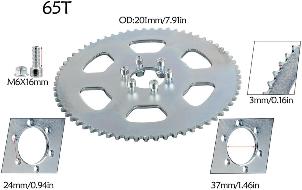 Go Kart Predator Centrifugal Clutch 168F 170F 212cc 6.5HP Clutch #35 116L Chain 11T Motor Sprocket for Motorcycle ATV UTV Quad Moped Buggy Dune Drift Trike 4 Wheeler Tricycle (w/ 65T Chain Sprocket)
