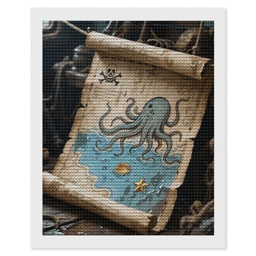 Kit de peinture diamant 5D carte des pirates : cadeau loisir créatif