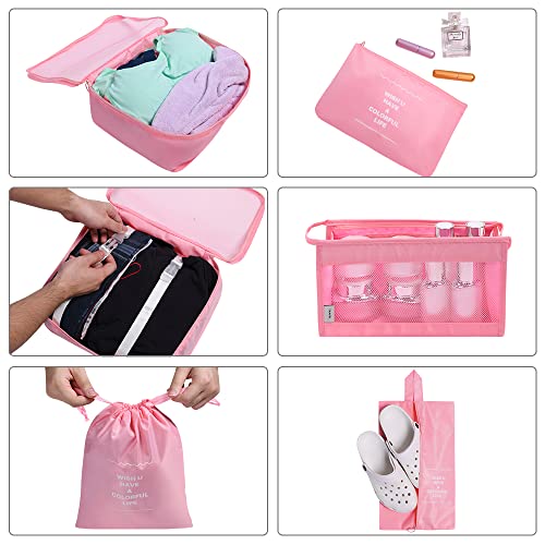 OSDUE Packing Cubes for Suitcase, 8PCS Travel Organiser Packing Bags, Travel Accessories Organizers Essentials, Clothes Shoes Cosmetics Toiletries Storage Bags - Image 6