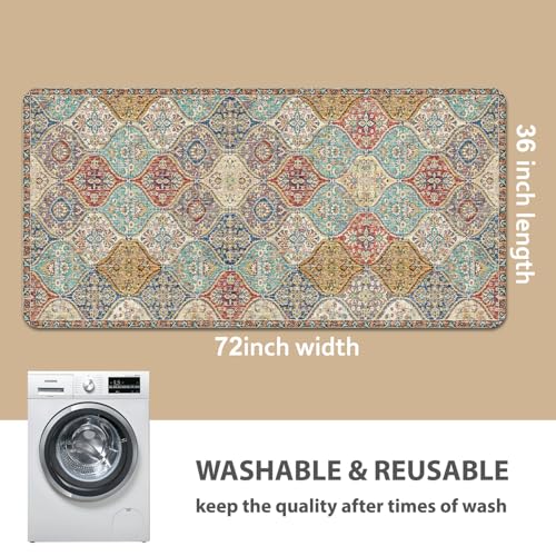 Image of nunubaby Washable Pee Pads for Dogs, Stylish, Non-Slip and Leak-Proof Pee Pads. Reusable Potty Pads for Dogs for Crates and Floors.(Cream /Multi, 36 inch x72 inch )