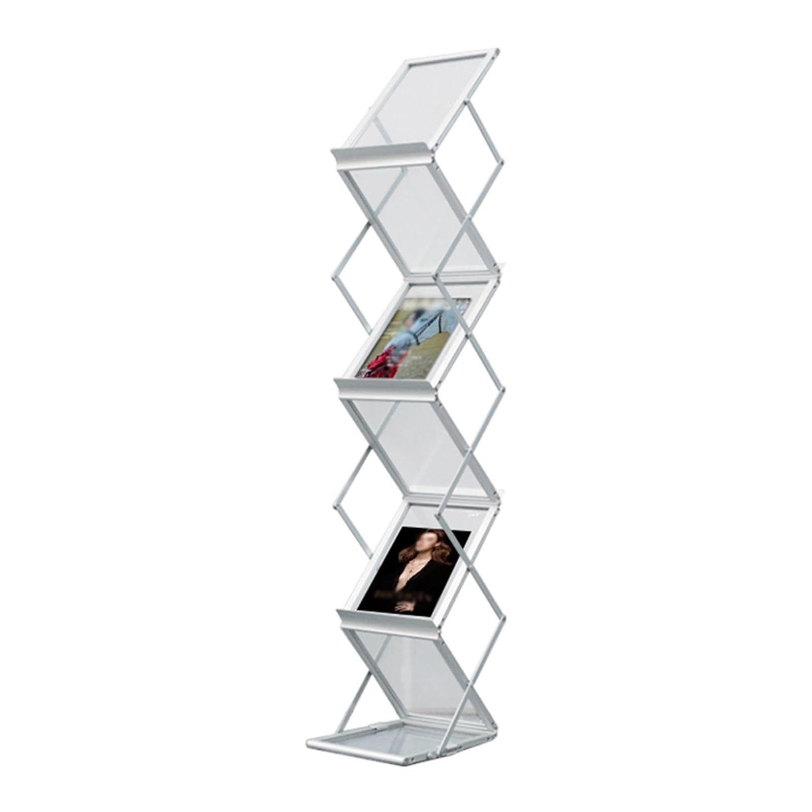 Faltbarer Zeitschriftenständer mit 6 Taschen, tragbarer Prospektständer für Messen, Büros und Einzelhandel