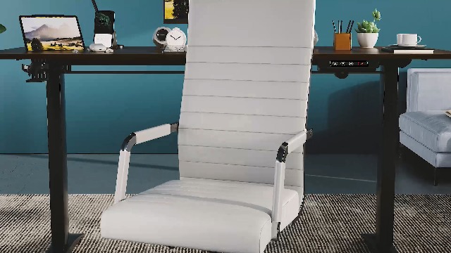 White Office Chair Furmax Ribbed Office Desk Chair Mid-Back PU