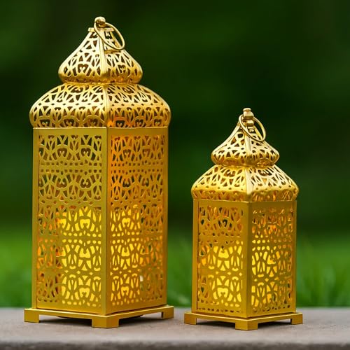 VELA LANTERNS Large Golden Temple Moroccan Lantern Lamp Decorative Candle